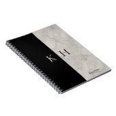White Marble Black Accent Monogram Name Notebook Notitieboek (Rechterzijde)