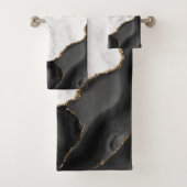 White marble Black Agate Gold Glitter Bad Handdoek (Insitu)