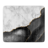 White marble Black Agate Gold Glitter Snijplank (Voorkant)
