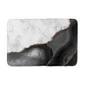 White marble Black Agate Roos Gold Glitter Badmat (Voorkant)