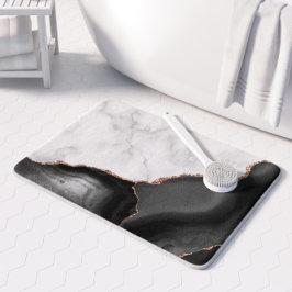White marble Black Agate Roos Gold Glitter Badmat