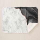 White marble Black Agate Roos Gold Glitter Sherpa Deken (Voorkant (horizontaal))