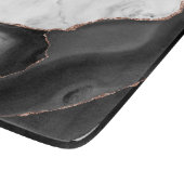 White marble Black Agate Roos Gold Glitter Snijplank (Hoek)