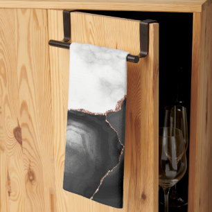 White marble Black Agate Roos Gold Glitter Theedoek