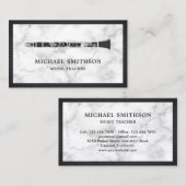 White Marble Black Clarinet Music Teacher Visitekaartje (Voorkant / Achterkant)