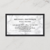 White Marble Black Clarinet Music Teacher Visitekaartje (Achterkant)