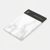 White marble Black Gold Elegant Monogram Sjabloon Post-it® Notes (Schuin)