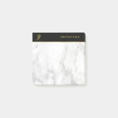 White marble Black Gold Elegant Monogrammed Modern Post-it® Notes (Voorkant)