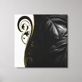 White marble, Black, Gold Filigree Canvas Afdruk (Voorkant)