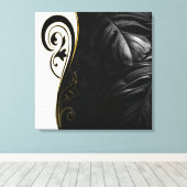 White marble, Black, Gold Filigree Canvas Afdruk (Insitu (Houten vloer))