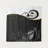 White marble, Black, Gold Filigree Wandkleed (Voorkant (horizontaal))