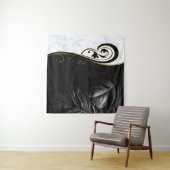 White marble, Black, Gold Filigree Wandkleed (In Situ (horizontaal))