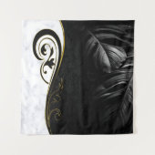 White marble, Black, Gold Filigree Wandkleed (Voorkant)