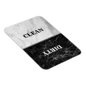White Marble Black Marble Clean Dirty Dishwasmachi Magneet (Rechterzijde)