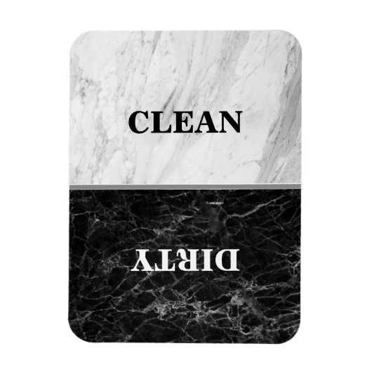 White Marble Black Marble Clean Dirty Dishwasmachi Magneet (Verticaal)