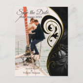 White Marble Black Modern Graphic Save the Dates Aankondigingskaart (Voorkant)