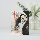 White Marble Black Modern Graphic Save the Dates Aankondigingskaart (Staand voorkant)