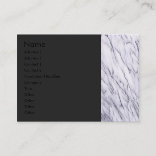 White marble Border Profile Card Visitekaartje (Voorkant)