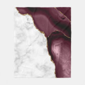White Marble Burgundy Agate Gold Glitter Fleece Deken (Voorkant)