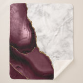 White Marble Burgundy Agate Gold Glitter Sherpa Deken (Voorkant)
