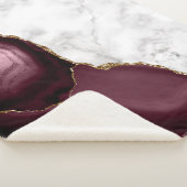 White Marble Burgundy Agate Gold Glitter Sherpa Deken (3/4)
