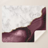 White Marble Burgundy Agate Gold Glitter Sherpa Deken (Voorkant (horizontaal))