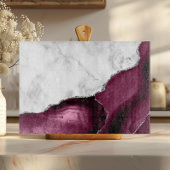 White Marble Burgundy Agate Silver Glitter Snijplank