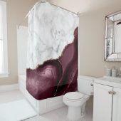 White Marble Burgundy Gold Agate Douchegordijn (In situ)