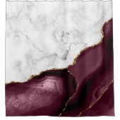 White Marble Burgundy Gold Agate Douchegordijn (Voorkant)