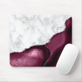 White Marble Burgundy Silver Agate Muismat (Met muis)