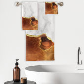 White marble Burnt Oranje Agate Gold Foil Glitter Bad Handdoek