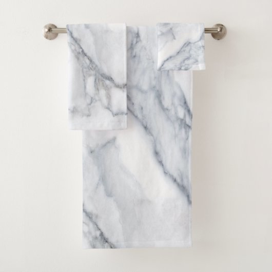 White Marble Carrara Calacatta Texture Bad Handdoek (Insitu)