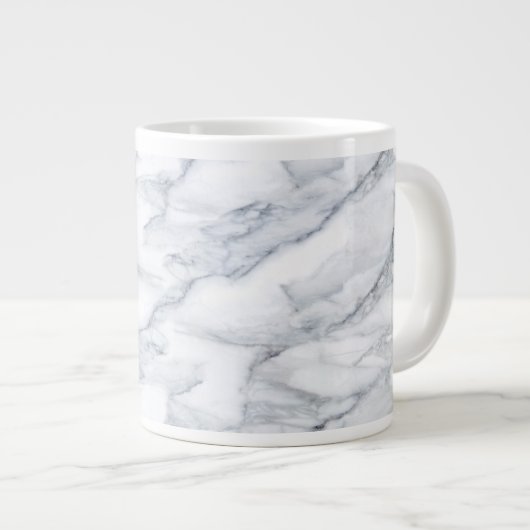 White Marble Carrara Calacatta Texture Grote Koffiekop (Voorkant rechts)