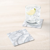 White Marble Carrara Calacatta Texture Kartonnen Onderzetters (Insitu)