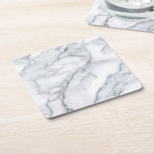 White Marble Carrara Calacatta Texture Kartonnen Onderzetters (Schuin)