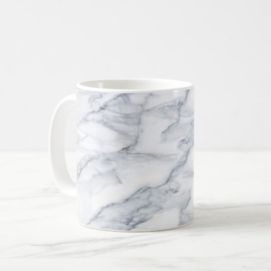 White Marble Carrara Calacatta Texture Koffiemok (Voorkant links)