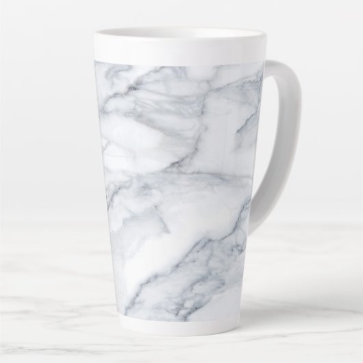 White Marble Carrara Calacatta Texture Latte Mok (Rechterhoek)
