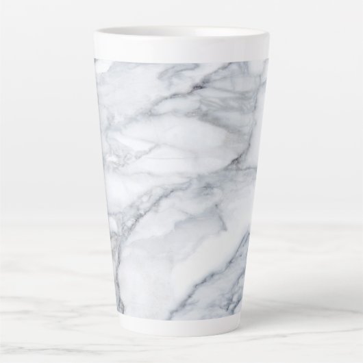 White Marble Carrara Calacatta Texture Latte Mok (Voorkant)