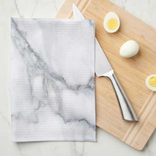 White Marble Carrara Calacatta Texture Theedoek (Quarter Fold)