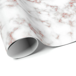 White Marble Carrara Roos Gold Glitter Texture Cadeaupapier