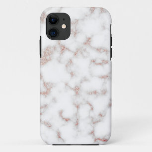 White Marble Carrara Roos Gold Glitter Texture Case-Mate iPhone Case
