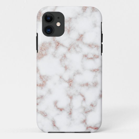 White Marble Carrara Roos Gold Glitter Texture Case-Mate iPhone Case (Achterkant)