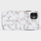 White Marble Carrara Roos Gold Glitter Texture Case-Mate iPhone Case (Achterkant (horizontaal))
