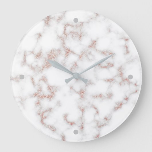 White Marble Carrara Roos Gold Glitter Texture Grote Klok (Voorkant)
