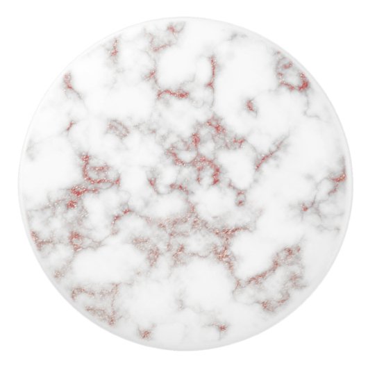 White Marble Carrara Roos Gold Glitter Texture Keramische Knop (Voorkant)