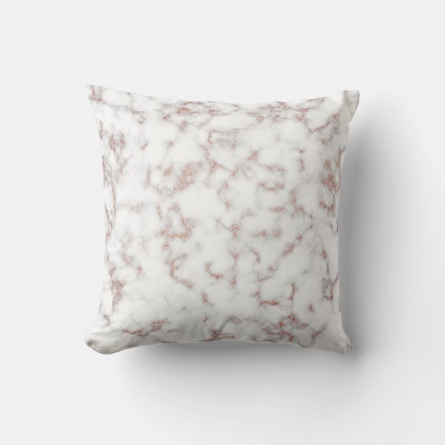 White Marble Carrara Roos Gold Glitter Texture Kussen (Voorkant)