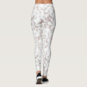 White Marble Carrara Roos Gold Glitter Texture Leggings (Achterkant)