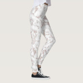 White Marble Carrara Roos Gold Glitter Texture Leggings (Rechts)