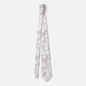 White Marble Carrara Roos Gold Glitter Texture Stropdas (Achterkant)