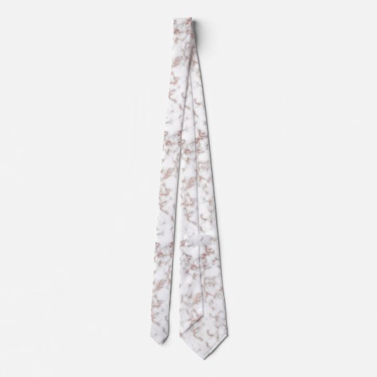 White Marble Carrara Roos Gold Glitter Texture Stropdas (Achterkant)